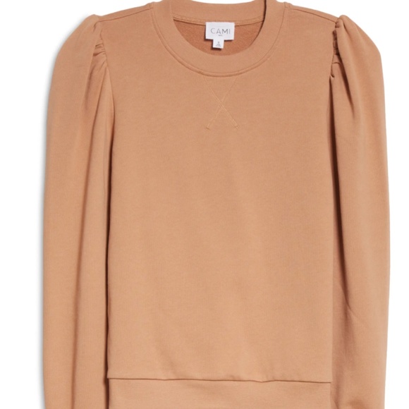 NWT $209 CAMI NYC Roberta Puff Sleeve Sweatshirt in Tawny - size Large! - Picture 5 of 6